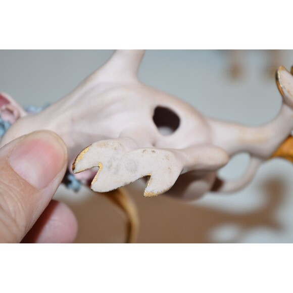 Vtg Pink Longhorn Bull Figurine Bow Flowers Walker Renaker Holy Cow Lot Flaws - Picture 5 of 11